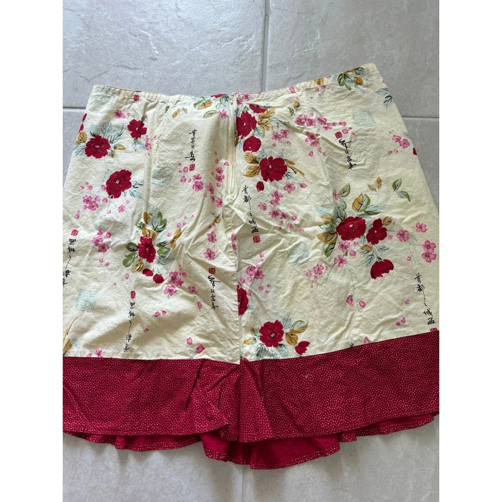 Vintage Details Skirt‎ Womens 3XL Yellow Red Mini Japanese Floral 90s Preppy